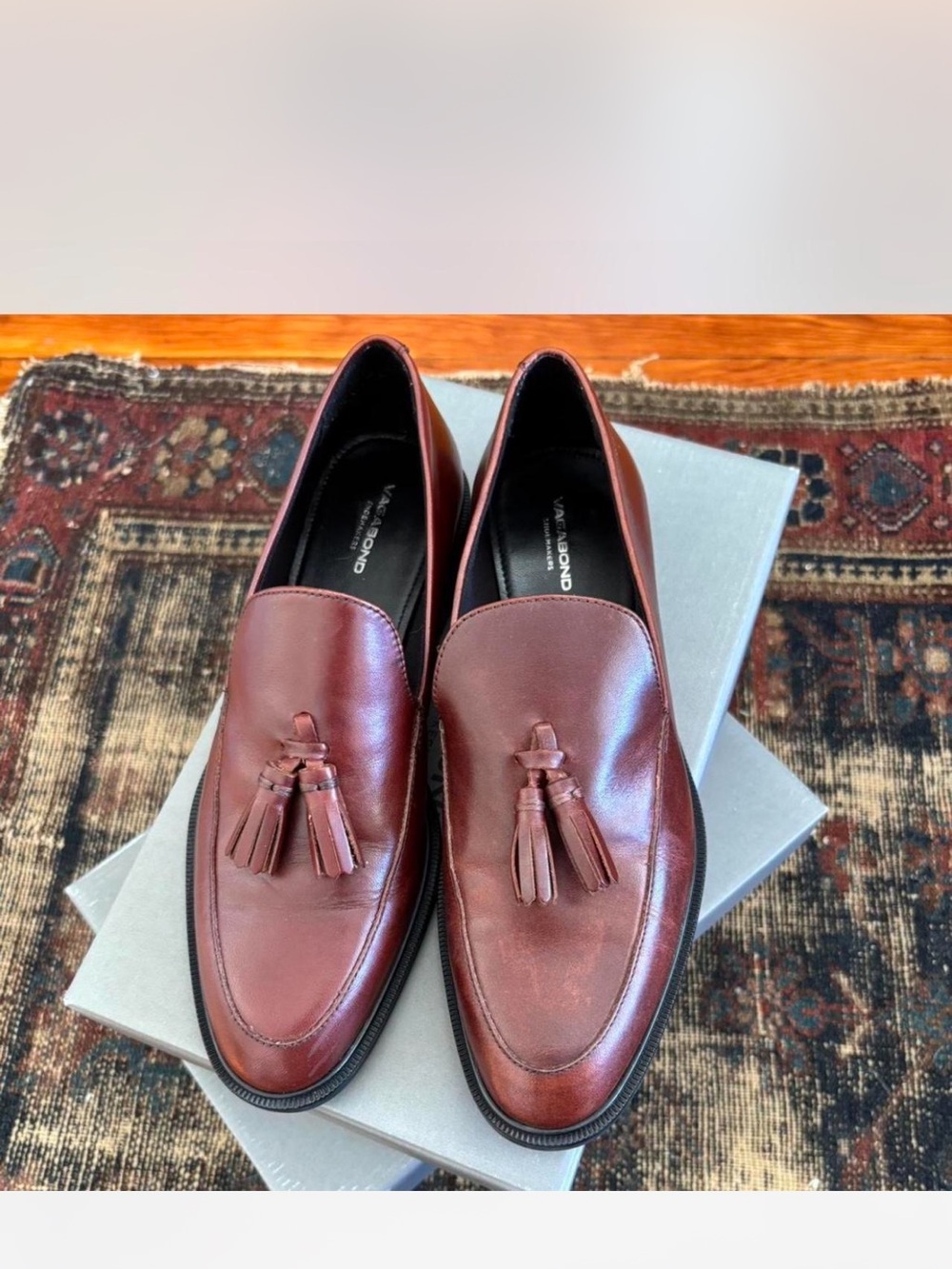 Vagabond Burgundy Leather Tassel Loafers